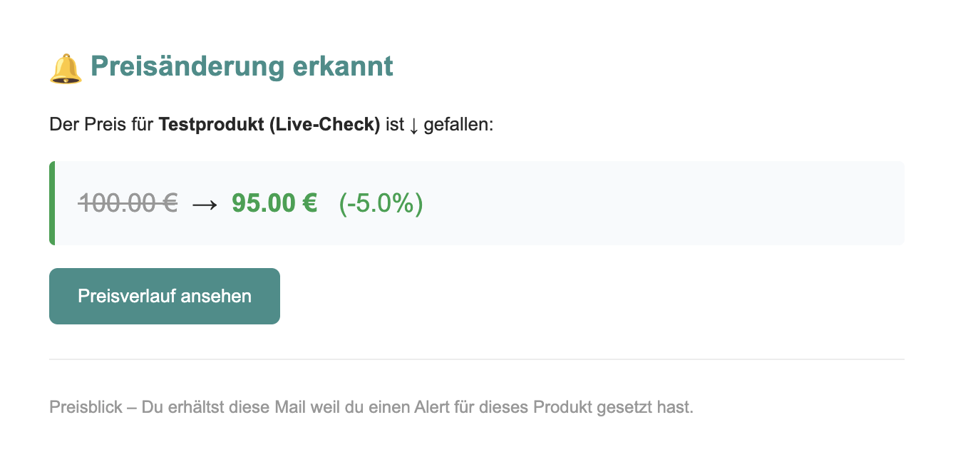 Preisblick E-Mail-Benachrichtigung bei Preisänderung