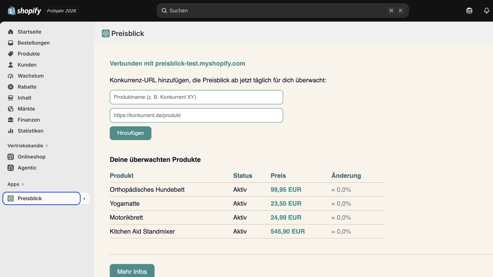 Konkurrenz-Produkt-URL in Preisblick für Shopify hinzufügen